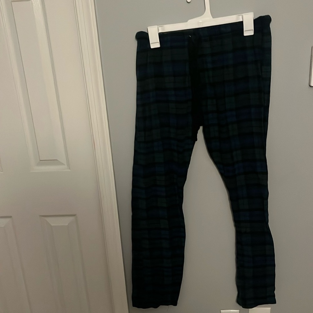 Men’s pajama pants size, small blue, and green